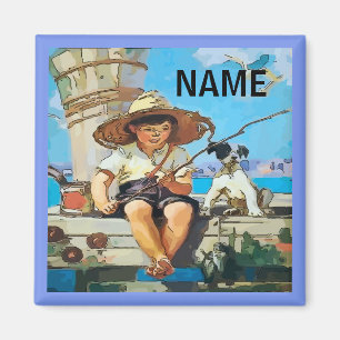 Fishing Boy, Personalise, Magnet