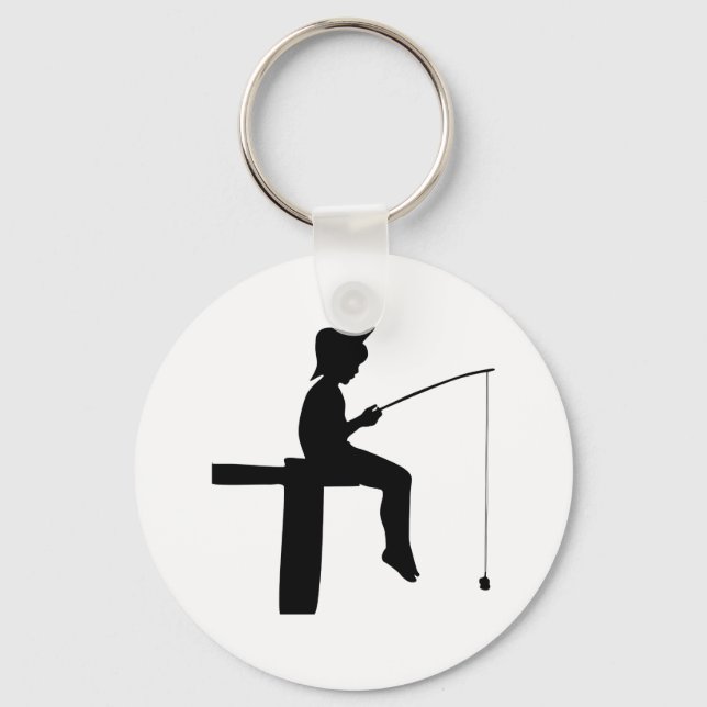Fishing Boy Silhouette Key Ring (Front)