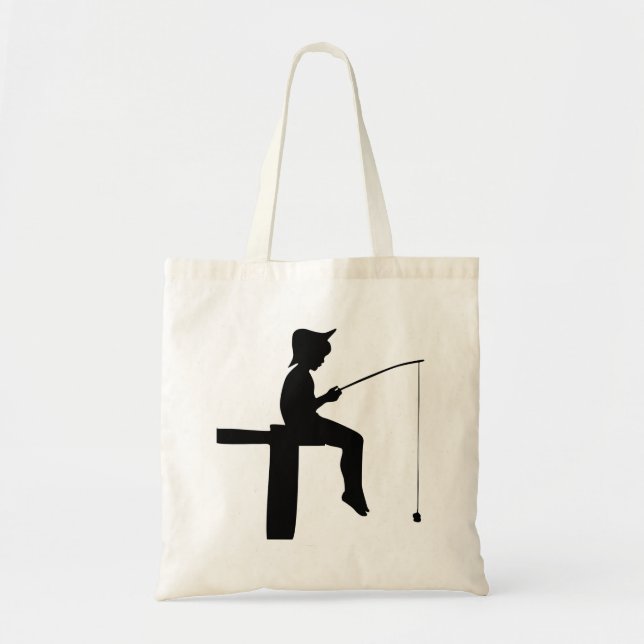 Fishing Boy Silhouette Tote Bag (Front)