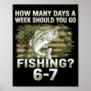Fishing Boy USA Flag Bass Fish Camouflage Poster