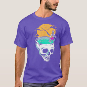 Fishing Brain Skull Skeleton Scary Surrealistic Un T-Shirt