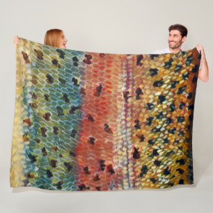 Fishing Brook Trout  Fleece Blanket