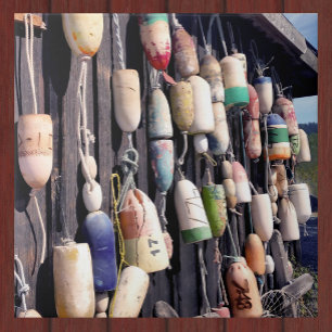 Fishing Buoys on Rustic Building Decorative Tile