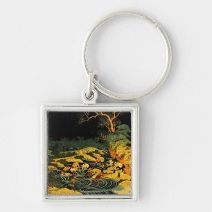 Fishing by Torchlight in Kai Province Key Ring
