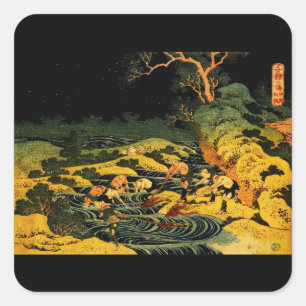 Fishing by Torchlight in Kai Province Square Sticker