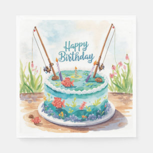 Fishing Cake Birthday party for Fishing lovers Napkin