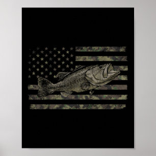 Fishing Camo American Flag B Fish Camouflage Poster