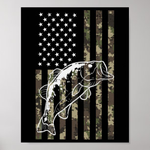 Fishing Camo American Flag B Patriotic Women Men K Poster