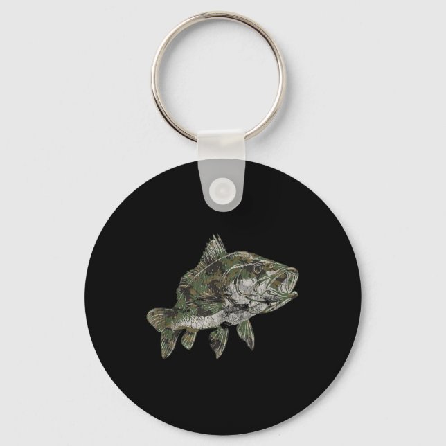 Fishing Camo Pattern B Fish Camouflage  Key Ring (Front)
