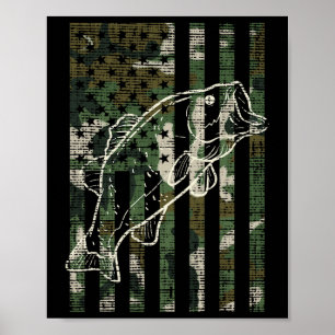 Fishing Camo Us Flag Fish B Patriot Fisherman Dad  Poster