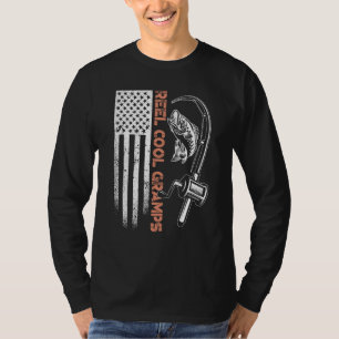 Fishing Camouflage American Flag Fish Reel cool Gr T-Shirt