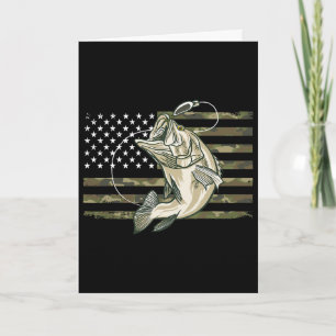 Fishing Camouflage Us American Flag B Fish Fisherm Card