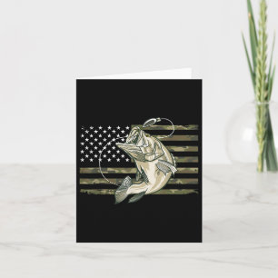 Fishing Camouflage Us American Flag B Fish Fisherm Card
