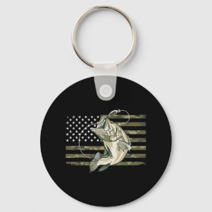 Fishing Camouflage Us American Flag B Fish Fisherm Key Ring