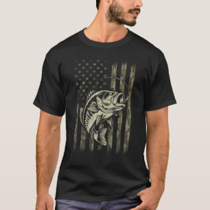 Fishing Camouflage US American Flag Bass Fish Fish T-Shirt