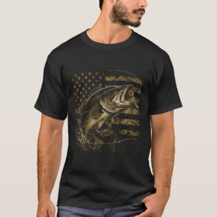 Fishing Camouflage US American Flag Bass Fish Fish T-Shirt