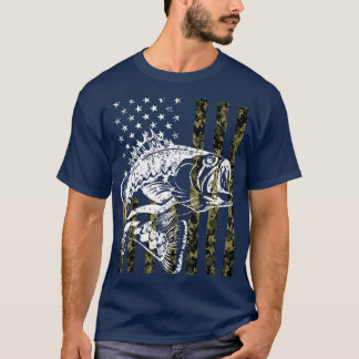 Fishing Camouflage USA Flag for Bass Fisherman Gif T-Shirt