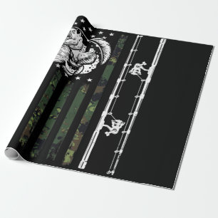 Fishing Camouflage USA Flag for Bass Fisherman Wrapping Paper