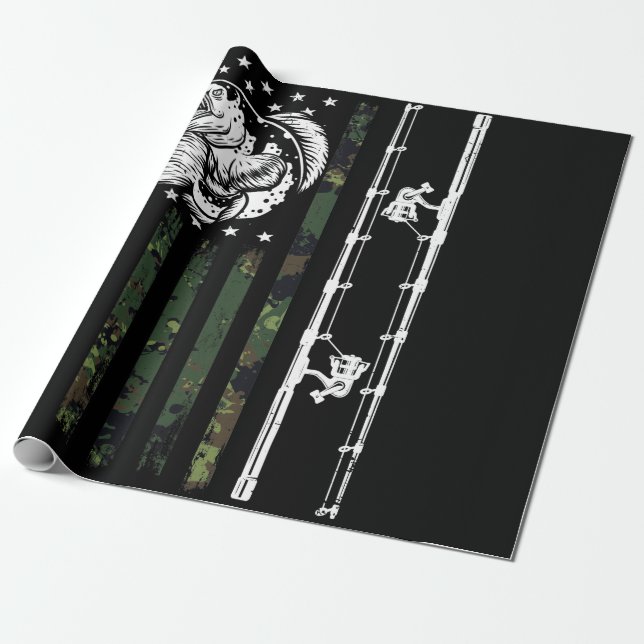 Fishing Camouflage USA Flag for Bass Fisherman Wrapping Paper (Unrolled)