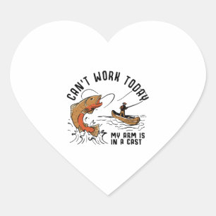 Fishing can t work today heart sticker