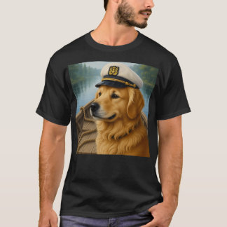 Fishing Captain Golden Retriever Puppy Dog T-Shirt