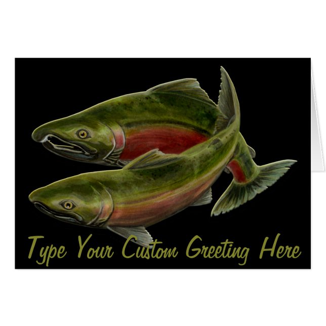 Fishing Card BC Wildlife Salmon Art Cards Custom (Front Horizontal)