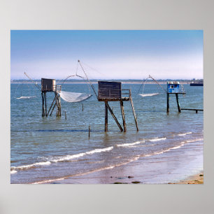 Fishing carrelets at Saint-Michel-Chef-Chef Poster