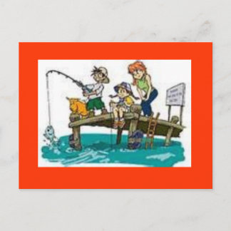 fishing cartoon art postcard