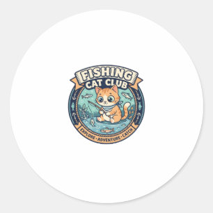 Fishing Cat Cute Cat T-Shirt Design - Fishing Cat Classic Round Sticker