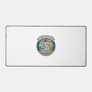 Fishing Cat Cute Cat T-Shirt Design - Fishing Cat Desk Mat
