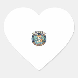 Fishing Cat Cute Cat T-Shirt Design - Fishing Cat Heart Sticker