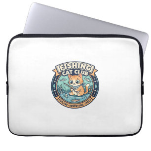 Fishing Cat Cute Cat T-Shirt Design - Fishing Cat  Laptop Sleeve