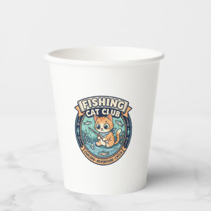 Fishing Cat Cute Cat T-Shirt Design - Fishing Cat Paper Cups