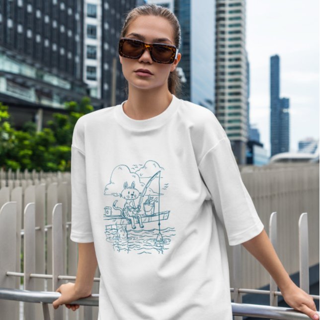 Fishing Cat Doodle T-Shirt (Creator Uploaded)