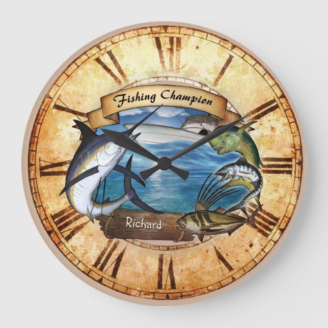 Fishing Champion (customisable) Clock (Front)