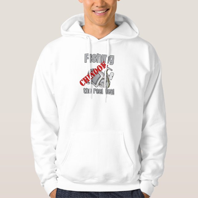 Fishing Chinook  Salmon The Reel Deal Fishing Hoodie (Front)