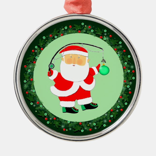 Fishing Christmas Collectable Ceramic Ornament (Front)