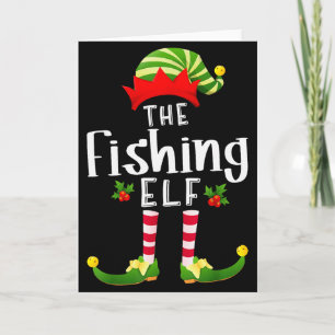 Fishing Christmas Elf Matching Pajama X-mas Party  Card