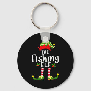 Fishing Christmas Elf Matching Pajama X-mas Party  Key Ring