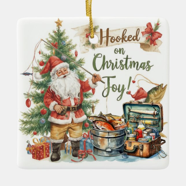 Fishing Christmas for  fishing lovers  Ceramic Ornament (Front)