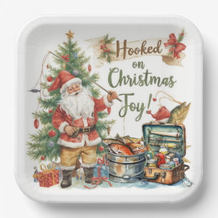 Fishing Christmas for fishing lovers  Paper Plate