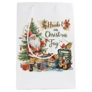 Fishing Christmas for fishing lovers with Santa Medium Gift Bag