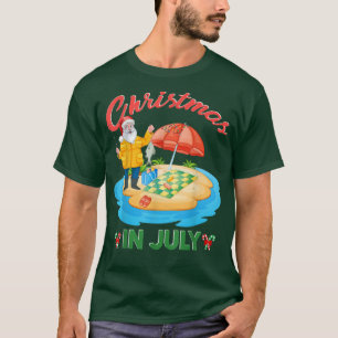 Fishing Christmas in July santa hat Xmas, funny Su T-Shirt