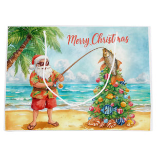 Fishing Christmas themed for Fishing Lovers Large Gift Bag