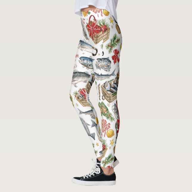 Fishing Christmas themed  Leggings (Left)