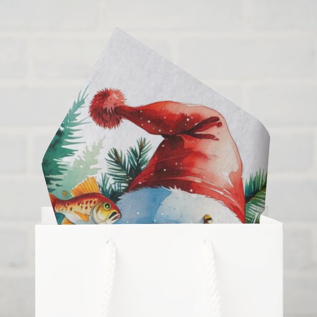 Fishing Christmas themed  Tissue Paper (Gift Bag)