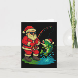 Fishing Christmas Vintage Merry Fishmas Funny Sant Card