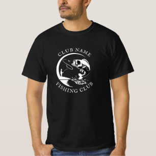 Fishing Club Name Fish Black White T-Shirt