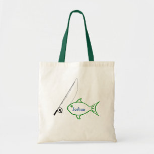 Fishing Custom Name Tote Bag
