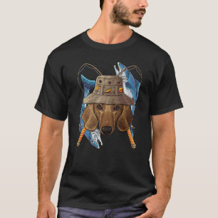 Fishing Dachshund Outdoor Fisherman Dog Cute Fly F T-Shirt